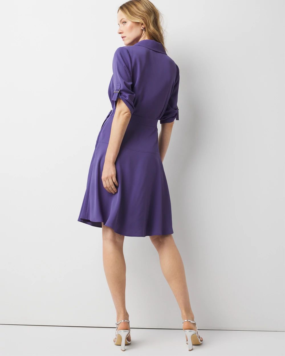 L'or ロル かじまり Pleats Shirt Dress Crepe Shirt Dress | White House Black Market